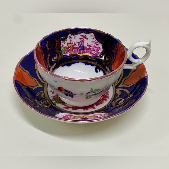 19th Century Antique Gaudy Welsh CHINOISSERIE Pattern Cup & Saucer Tea Set - Picture 11 of 15